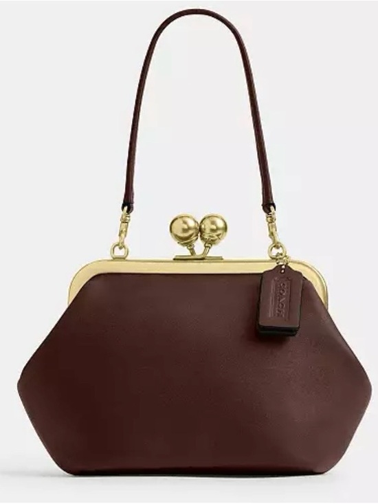 Coach Handbags - Coach Maple Leather Kisslock Frame Bag 16 with Gold Hardware
